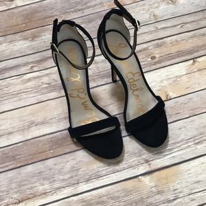 Sam Edelman Eleanor Black suede ankle strap heels
